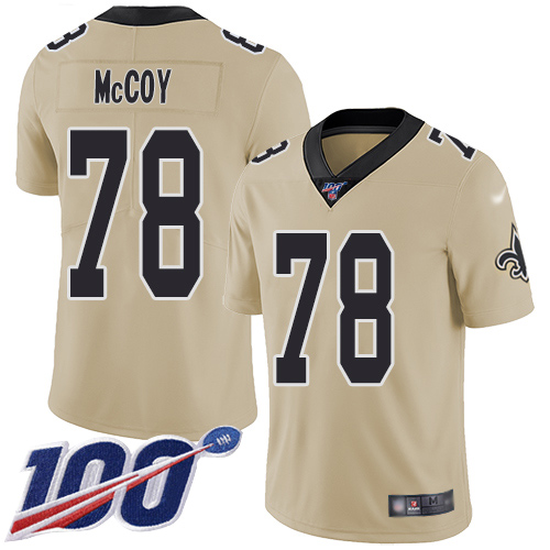 Men New Orleans Saints Limited Gold Erik McCoy Jersey NFL Football #78 100th Season Inverted Legend Jersey->new orleans saints->NFL Jersey